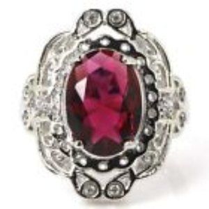 White Gold Filled Ruby Cubic zirconia SZ 8 Ring